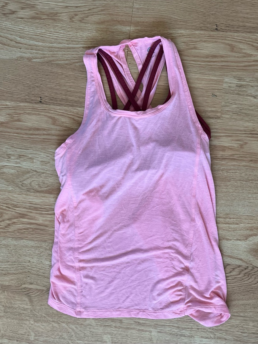 Champion Women's M Pink/Burgundy Solid Racerback Tank Built-In Bra Poly/Span